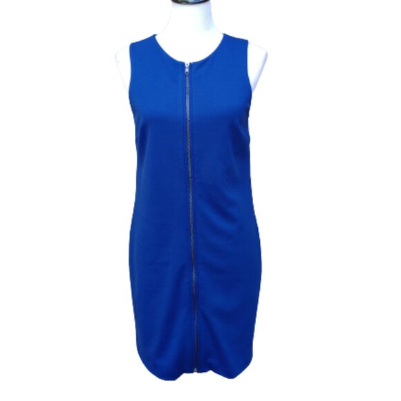 Banana Republic Blue Sheath Dress NWT 305663 Zipper Front Sleeveless Short Solid - Picture 2 of 14